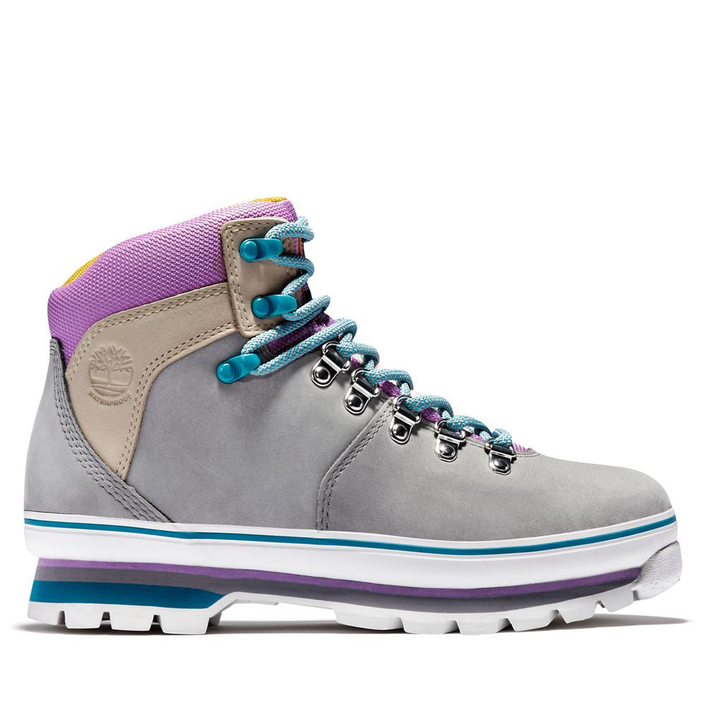 Timberland Womens Sneakers Euro Hiker Mixed-Media Waterproof Boots - Grey - India AQ4906785